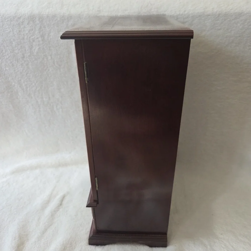 Vintage Jewelry Box Wood Glass Doors Finish 16